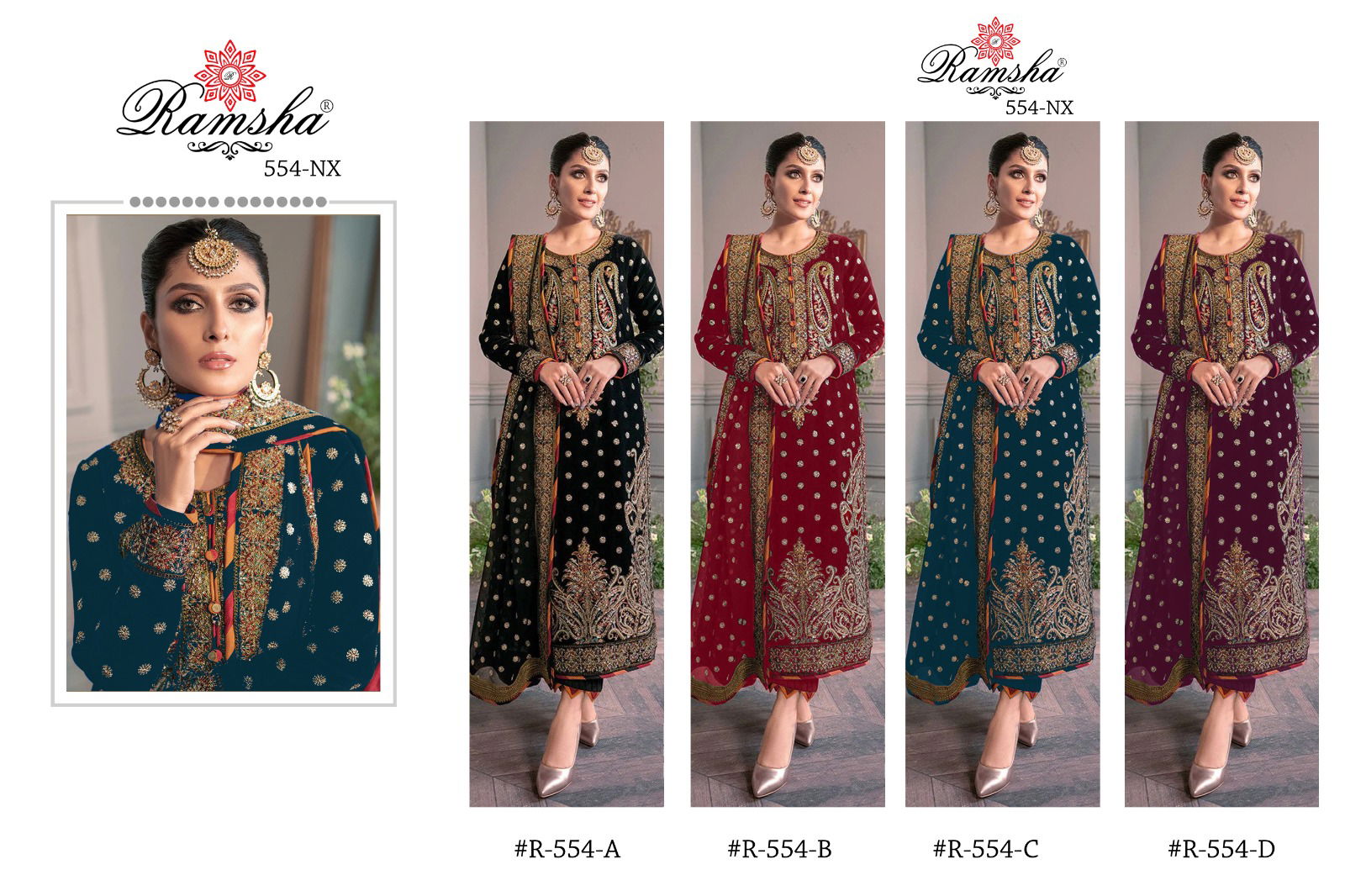 Ramsha R 554 Nx Fancy Wholesale Georgette Pakistani Suit